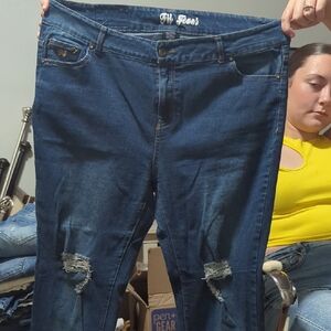 Women's Distressed Blue Jeans
